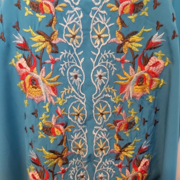 MISSLOOK | Women's Embroidered V-Neck Top Blue Size 4XL - Picture 2 of 8